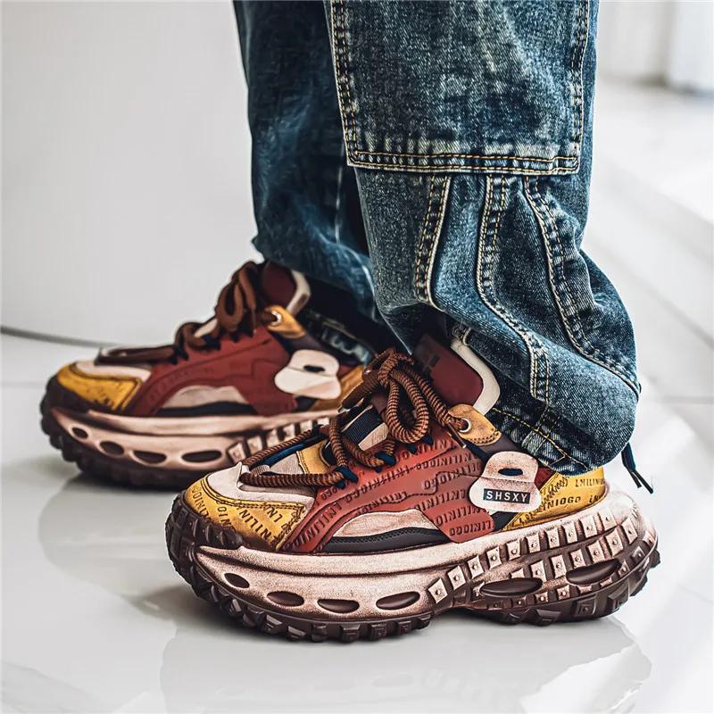 High Quality Casual Chunky Sneaker Outdoor Men's Sneakers Loafers Wear-resistant Non-Slip Leisure Platform Sports Shoes for Men