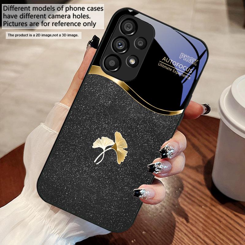 Pink Gradient Ginkgo For Samsung S 25 S25 Edge S25Ultra S8 S9 S10 20 U Ltra S21 Pro S22 Plus S23 FE S24 Ultra Glass Phone Case