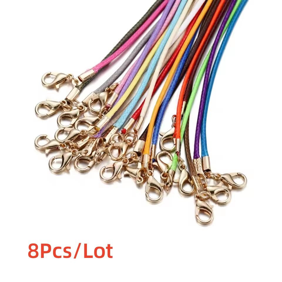 

8/18/30Pcs/Lot 1.5mm Handmade Leather With Lobster Clasp String Cord Adjustable Braided Rope For DIY Necklaces Pendant Charms Findings 8Pcs
