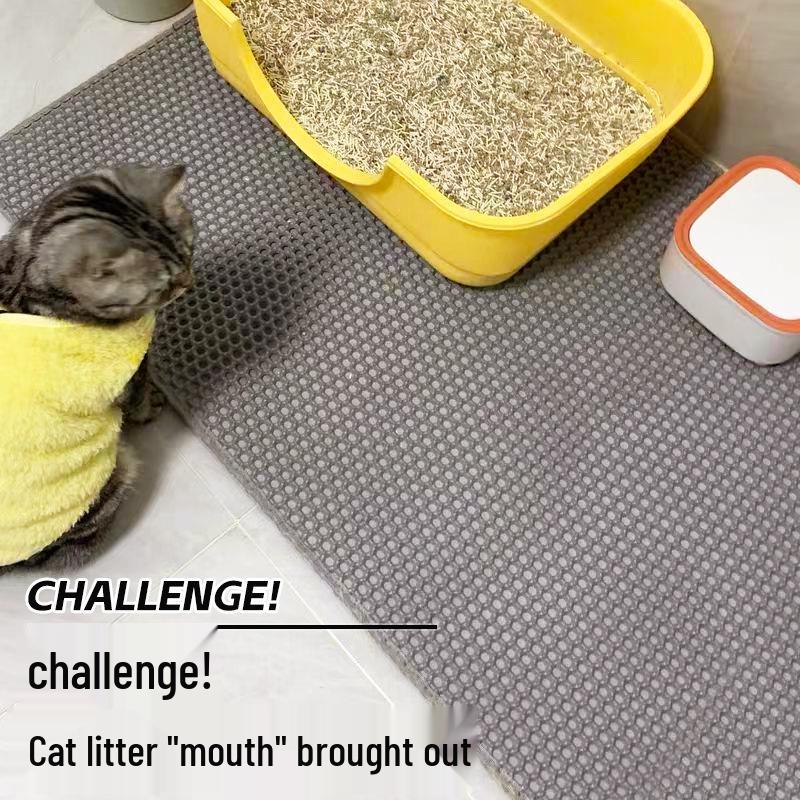 Extra Large Non-Slip Cat Litter Mat - Anti-Tracking, Anti-Splash, Scratch-Resistant, Double Layer, Leak-Proof Sand Control.