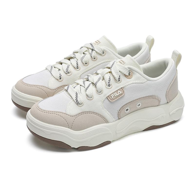 Fila Burger Casual Shoes Fashionable Versatile Simple Comfortable Breathable Lightweight Low-Top Canvas Shoes Women sneaker White Yellow F12W532301FGA