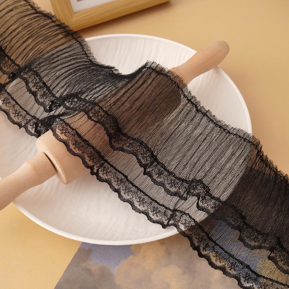 10CM Wide Tulle Mesh Pleated Lace Fabric Needlework Fringed Ribbon Ruffle Trim Lolita Dress Clothing Collar Sewing DIY Material