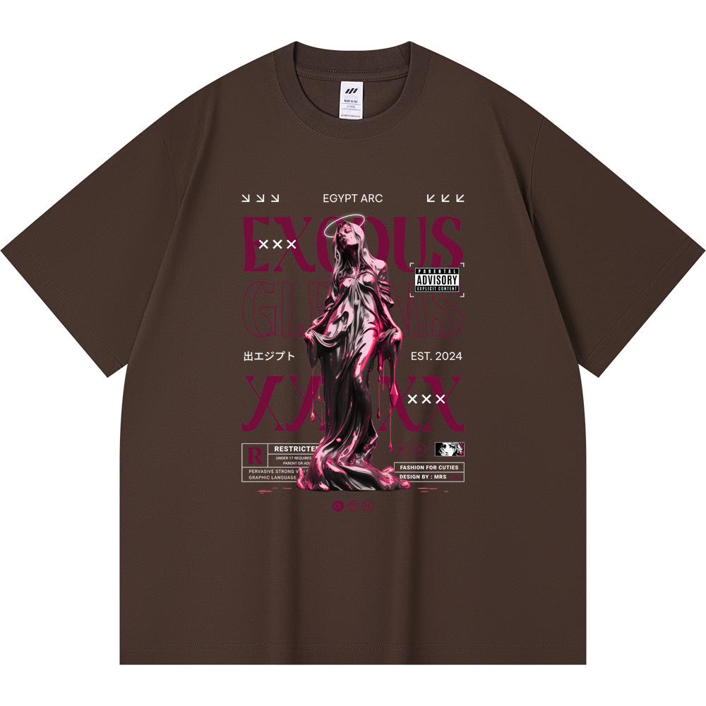 

230GSM 100% Cotton T-Shirt Egyptian Exodus Print Tees Funny Harajuku Style Combed Cotton Tshirt XS абрикосовый