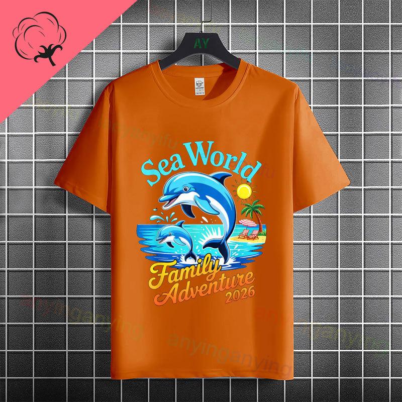 Unisex  Unisexs Family Vacation 2026 Graphic Tshirt With Retro Sunset Palm Tree Desgin Pure Cotton Short Sleeve Casual Tshirt