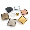 Modern Square Pattern Copper Bathroom Floor Drain Black Gold Brushed Shower Strainer with Tile Insert for Hotels and Bathtubs