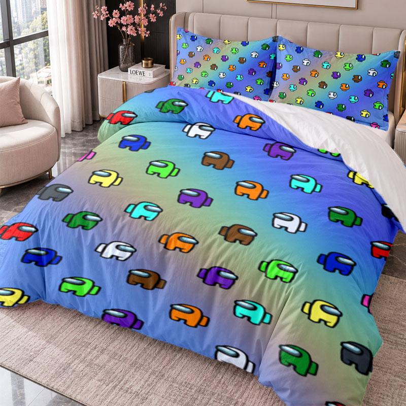 Among Us 3Pcs Bedding Set Duvet Cover With Two Pillowcases For Bedroom Home Decoration