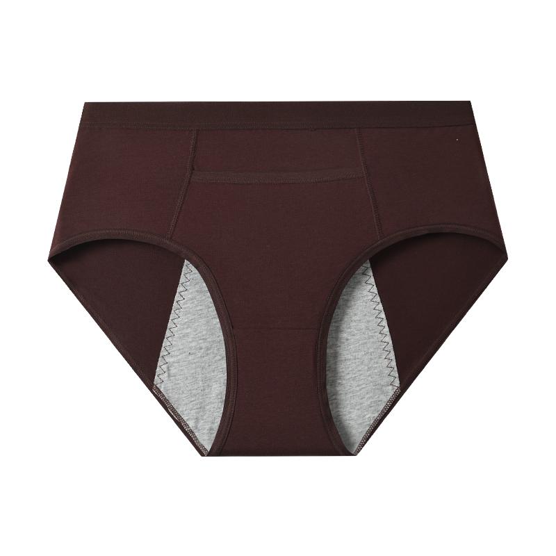 

Женские менструальные трусики Широкие трусы для периода Защита от протекания Физиологическое нижнее белье со средней посадкой Хлопковые женские трусы M кофейный