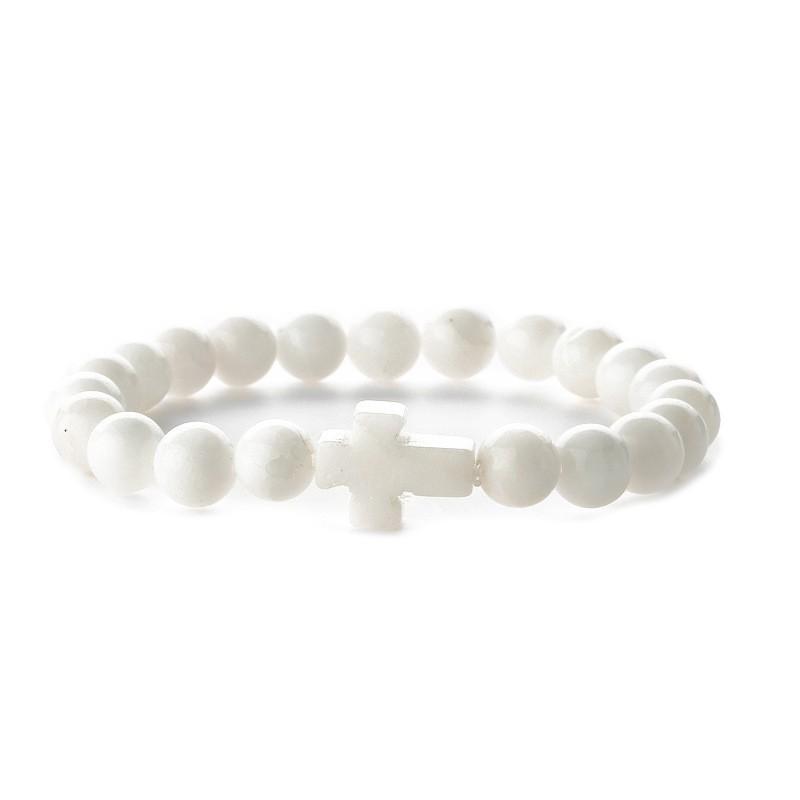 Natürlicher Stein Perlen Kreuz Armband Damen Einfaches Armband Perlen Vielseitiges Armband Europäisches und Amerikanisches Neues Mehrfarbiges Perlenarmband.