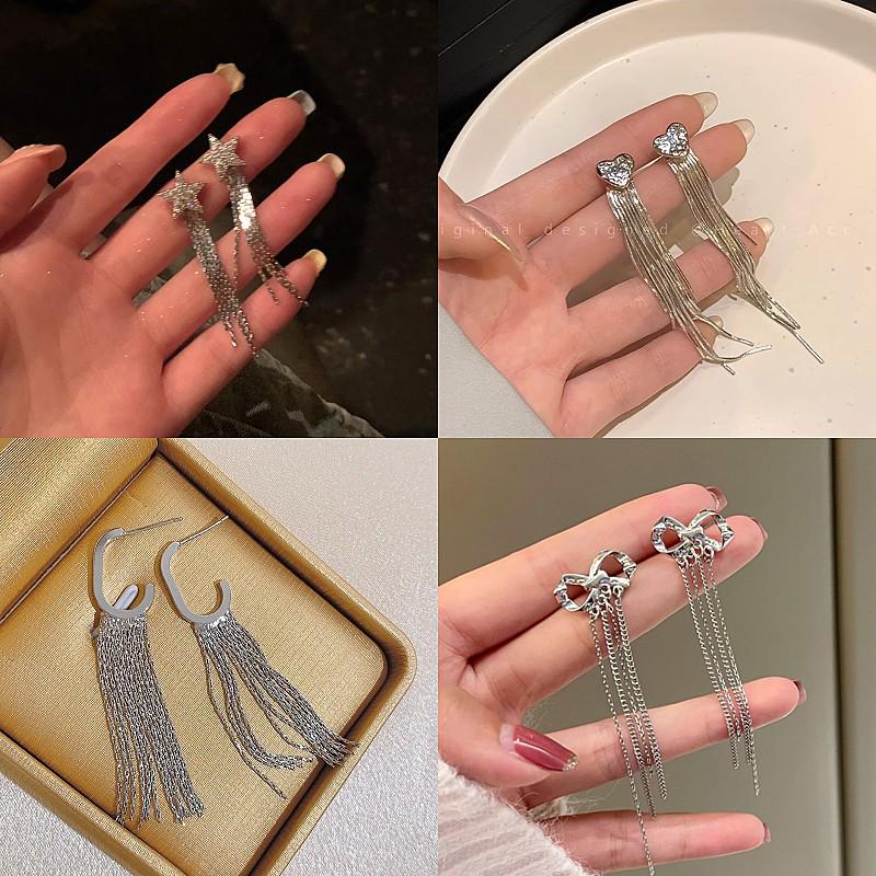 Rhinestone Butterfly Tassel Asymmetrical Earrings – Elegant Minimalist Light Luxury Design
