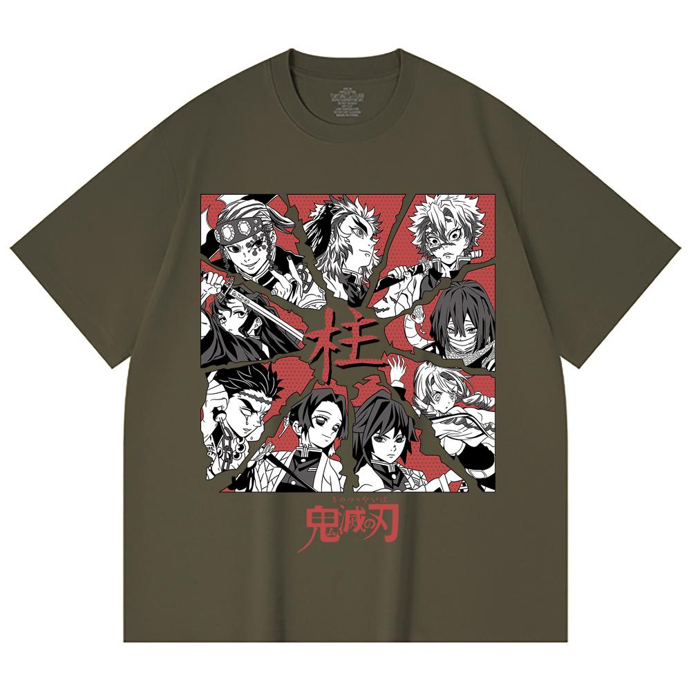 230 Gsm 100% Cotton Demon Slayer V81 Hashiras Print Unisex Heavy Cotton T Shirt