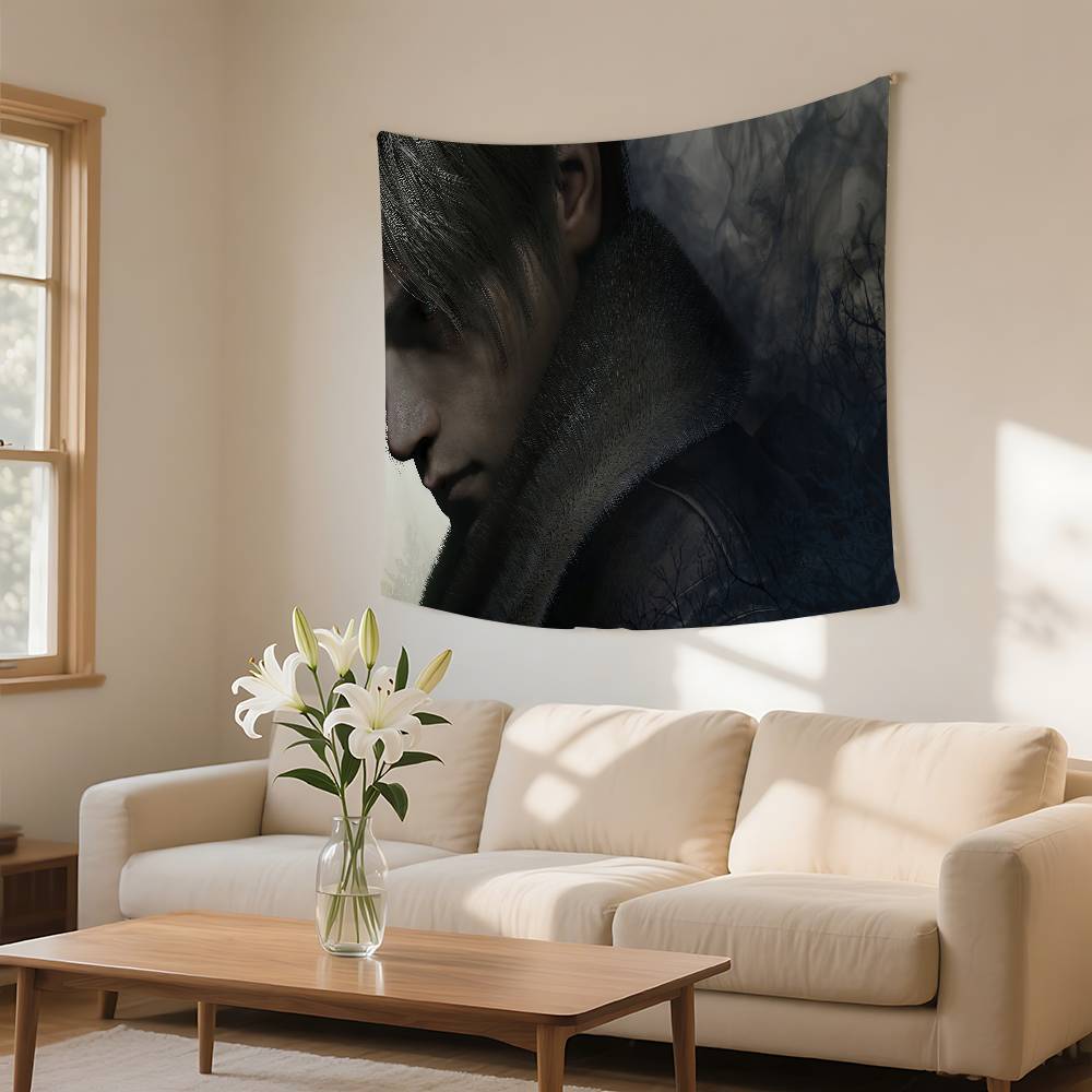 Game RResident Leon Kennedy Evil Tapestry Wall Hanging Tapestry Art Deco Blanket Curtain Hanging Home Bedroom Living Room Decor