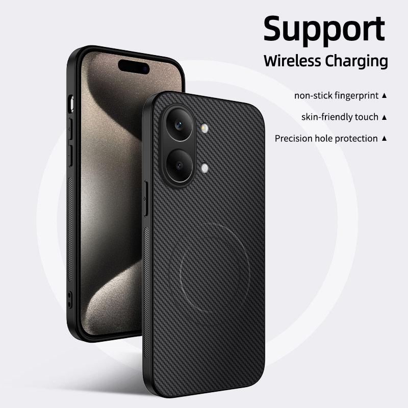 Carbon Fiber Texture Wireless Charging Magnetic Case For Xiaomi Poco X8 Pro Max PocoX8ProMax PocoX8Pro G ShockProof Phone Cover