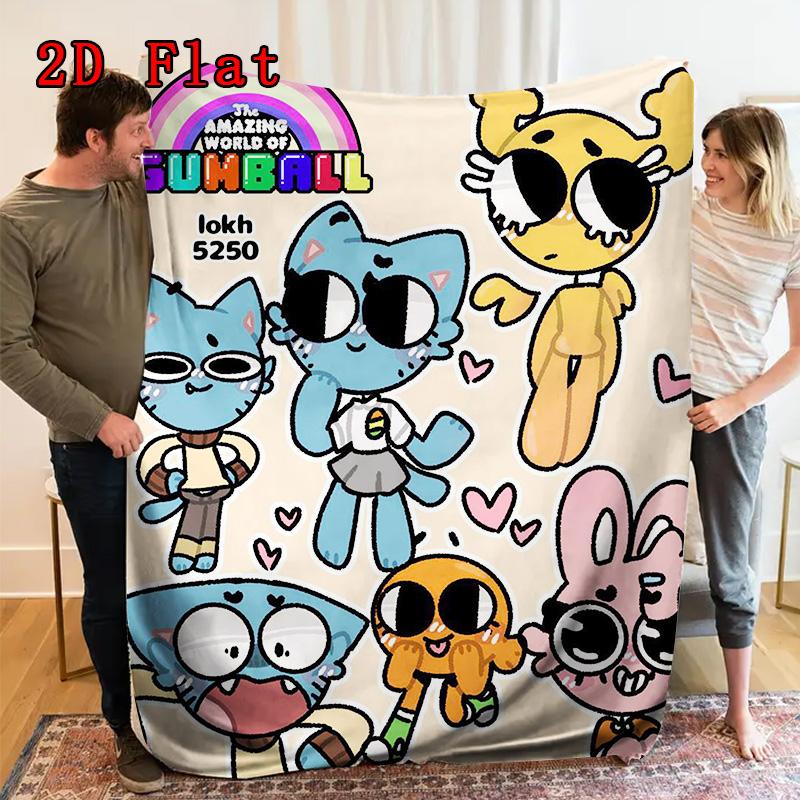 The Amazing World of Gumball 2D Flat Pattern Flannel Blanket High Quality All Seasons Warmth and Comfort Perfect for Christmas Gifts.MMT0918343