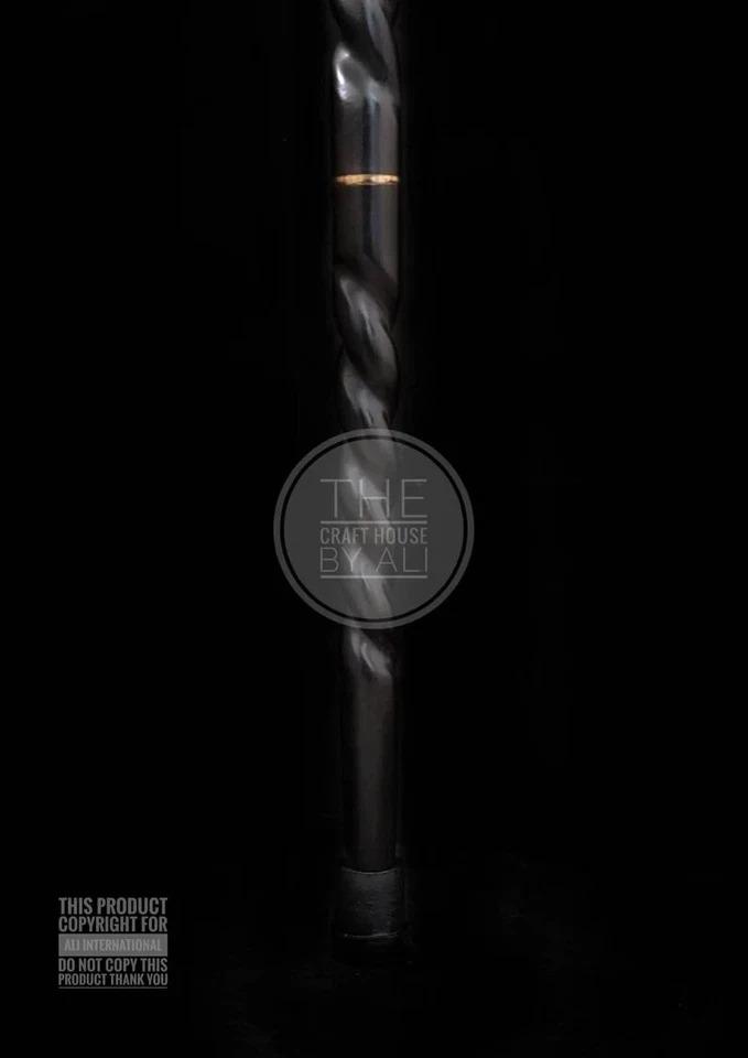 Handmade Vintage Solid Silver Brass Handle Antique Victorian Cane Wooden Walking