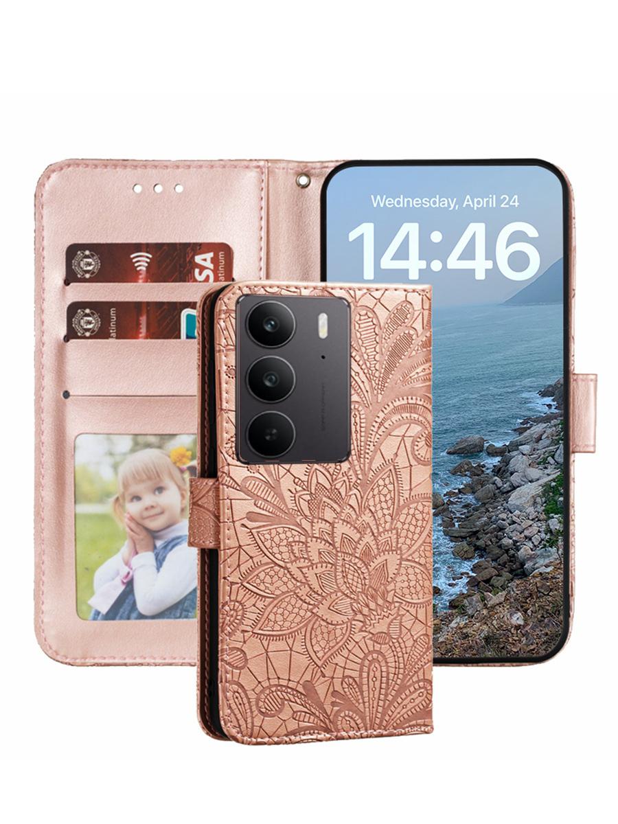 

Чехол-книжка для Realme C71 C75 C51 C53 C61 C63 C67 14T 14 Note 60 60x 50 8 8i 12 11 Pro 10 Женский подарок для мамы Кожаный откидной чехол Слоты для карт Realme C71 ярко-розовый