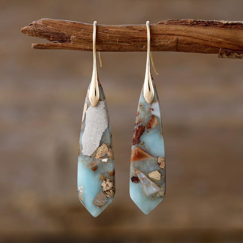 Premium Bohemian Light Luxury Geometric Emperor Stone Geometric Earrings Earrings Popular Accessories