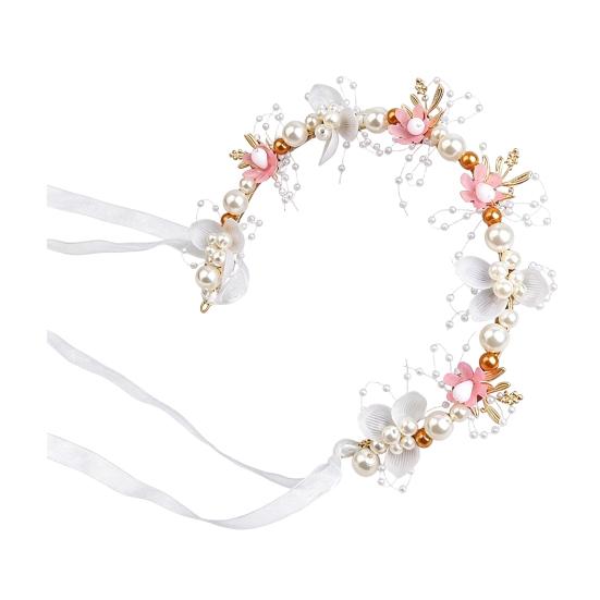 Fairy Girl Headband Bright Color Imitation Pearls Flower Decor Princess Hair Hoop Party Crown Hair