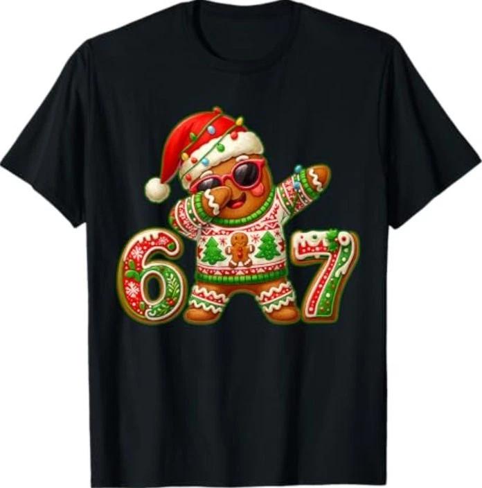 67 Christmas 6 7 Meme Gingerbread Man Xmas Pajamas Six Seven T-Shirt 3XL