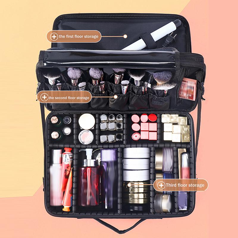 Large Capacity Makeup Case Hand-Held Crossbody Toolbox For Makeup Nail Art Services