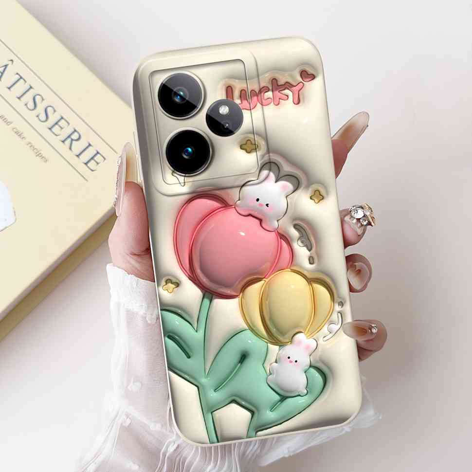 For Realme GT 7 5G 6.78" Case RMX5061 Cartoon Panda New Flower Collection Soft Silicon Cover For Oppo Realme GT7 5G Phone Shell