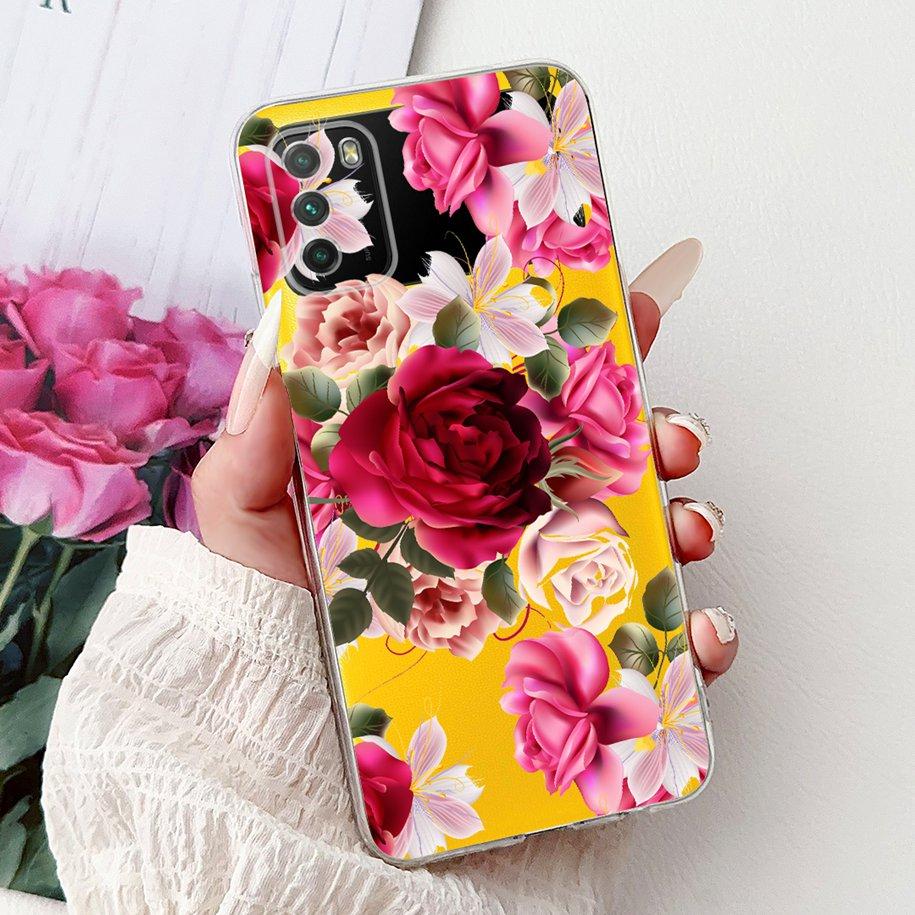 For Xiaomi Poco M3 Case Poco M3 Pro 5G Cover Fashion Flower Bowknot Capa Soft Slim Silicone Bumper For Xiaomi PocoM3 M3Pro Shell