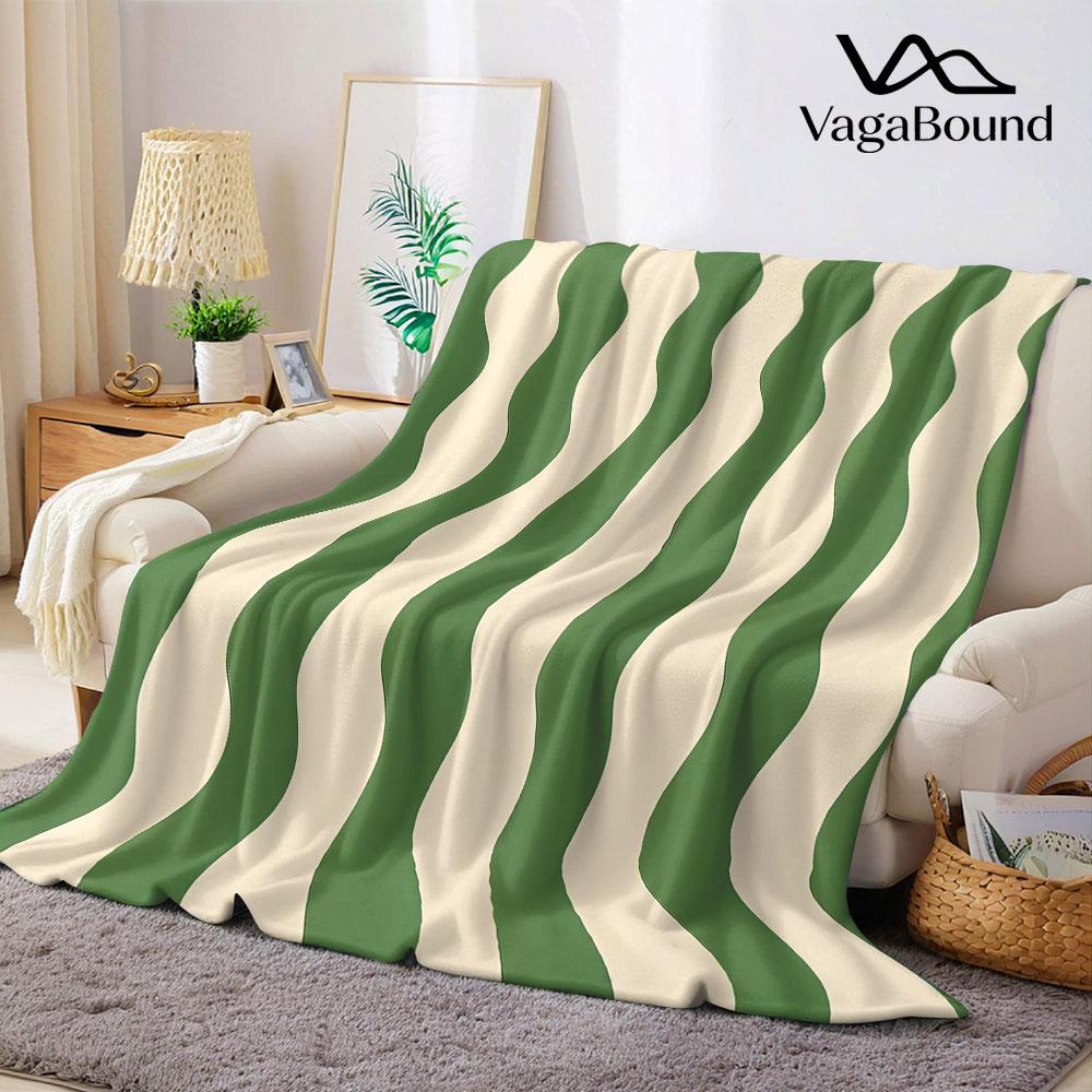 Wavy Stripe Flannel Blanket Warm Soft Halloween Christmas Couch Warm Cozy Decorative Decor Gift for All Season