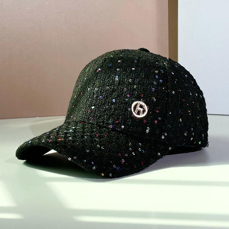 

ins sequined R letter baseball hat women s spring and autumn winter fashion versatile face small street cap (54-58cm) Adjustable