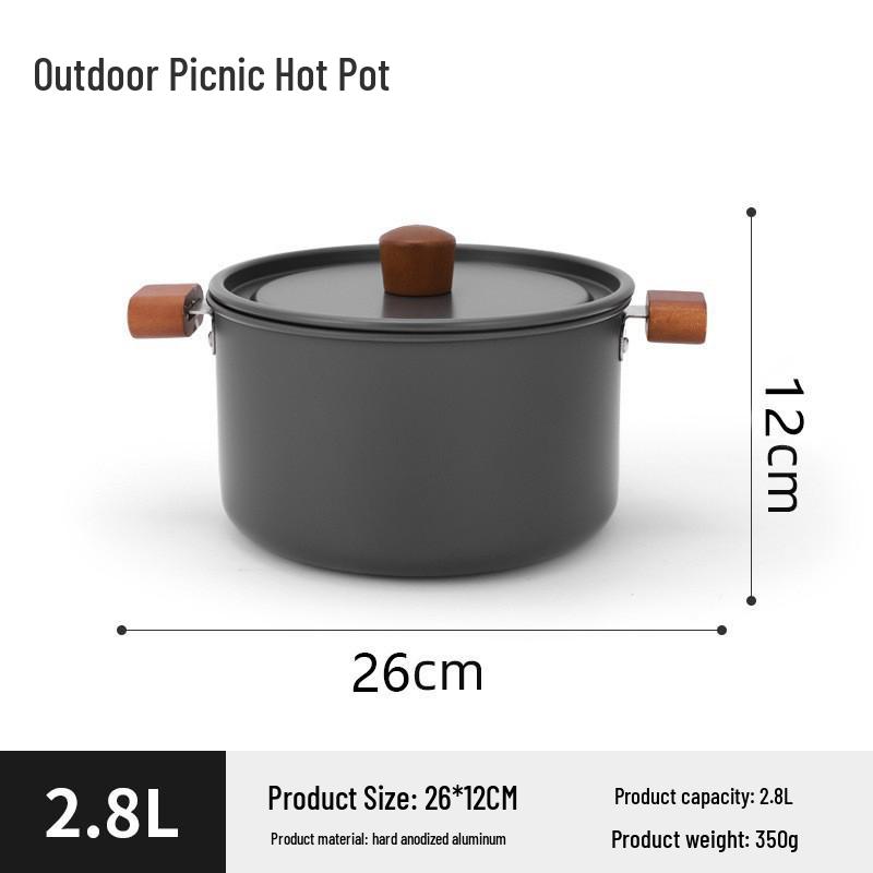 Portable Ultra-Light 2-3 Person Anodized Aluminum Cookware Set for Camping - 2.8L
