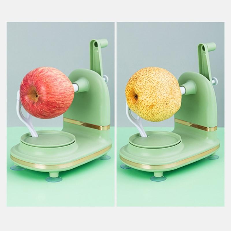 Apple Peeler Stainless Steel Manual Rotating Peeler Kitchen Gadget With 2 Replacement Cutter Heads For Pear Citrus Fruit Light