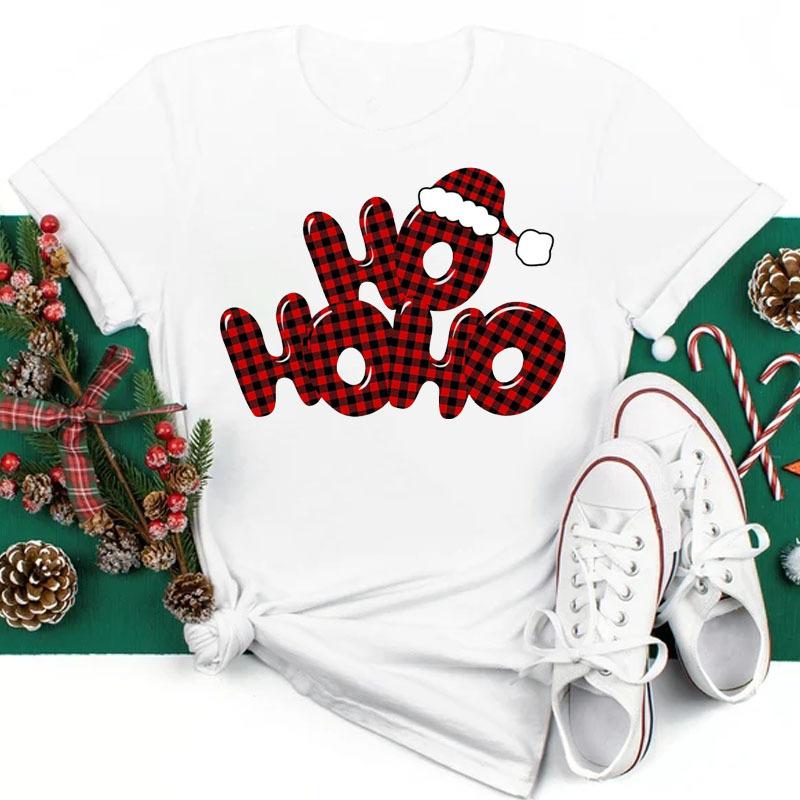 Women's Christmas Collection Printed Plus Size Trendy Letter Pure Cotton Short Sleeved T-Shirts Women’s