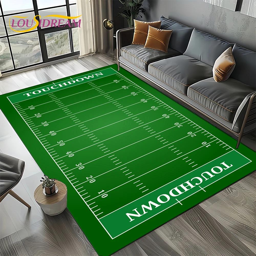 2025 Rugbyfeld Rugby American Football Cartoon Teppich für Wohnzimmer Schlafzimmer Zuhause Sofa Dekoration, Teppich rutschfeste Fußmatte