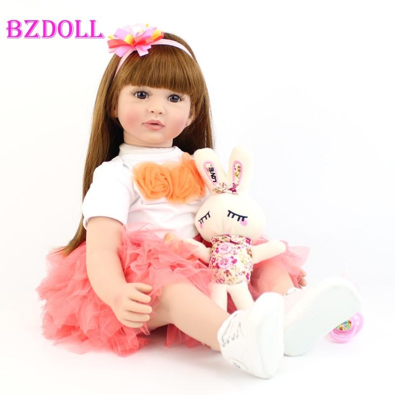 BZDOLL 60cm Soft Silicone Reborn Baby Doll Toys Like Real Vinyl Princess Toddler Alive Bebe Girl Bonecas Kids Birthday Gift
