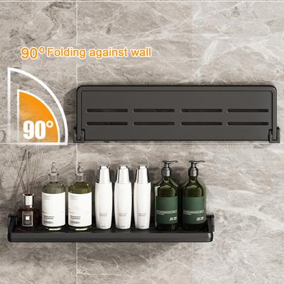 Bathroom Wall Shelf Rustproof Strong Load-bearing Quick Drain Simple Installation Wall-mounted Foldable Storage Holder