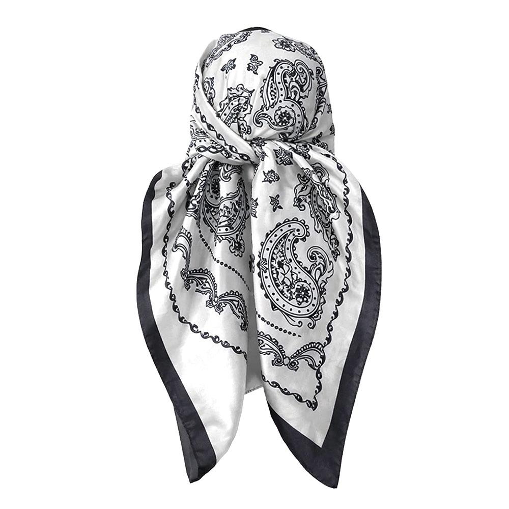 

High Quality 70/90cm Flower Head Scarf Satin Square Scarf Shawl Decorative Headwraps Hair Accessories