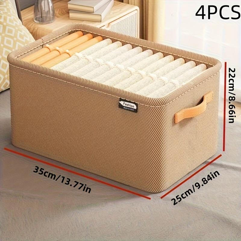 4pcs Portable Fabric Storage Organizer - Foldable Multi-Purpose Organizer with Double Handles, Durable Plastic Frame