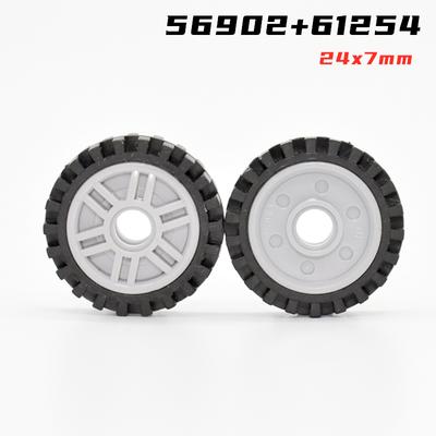 Regenbogen-Schwein MOC Rad 56902+ 61254 Reifen 24mm x 7mm High-Tech Bausteine Teile DIY Konstruktion Weihnachtsgeschenk Spielzeug