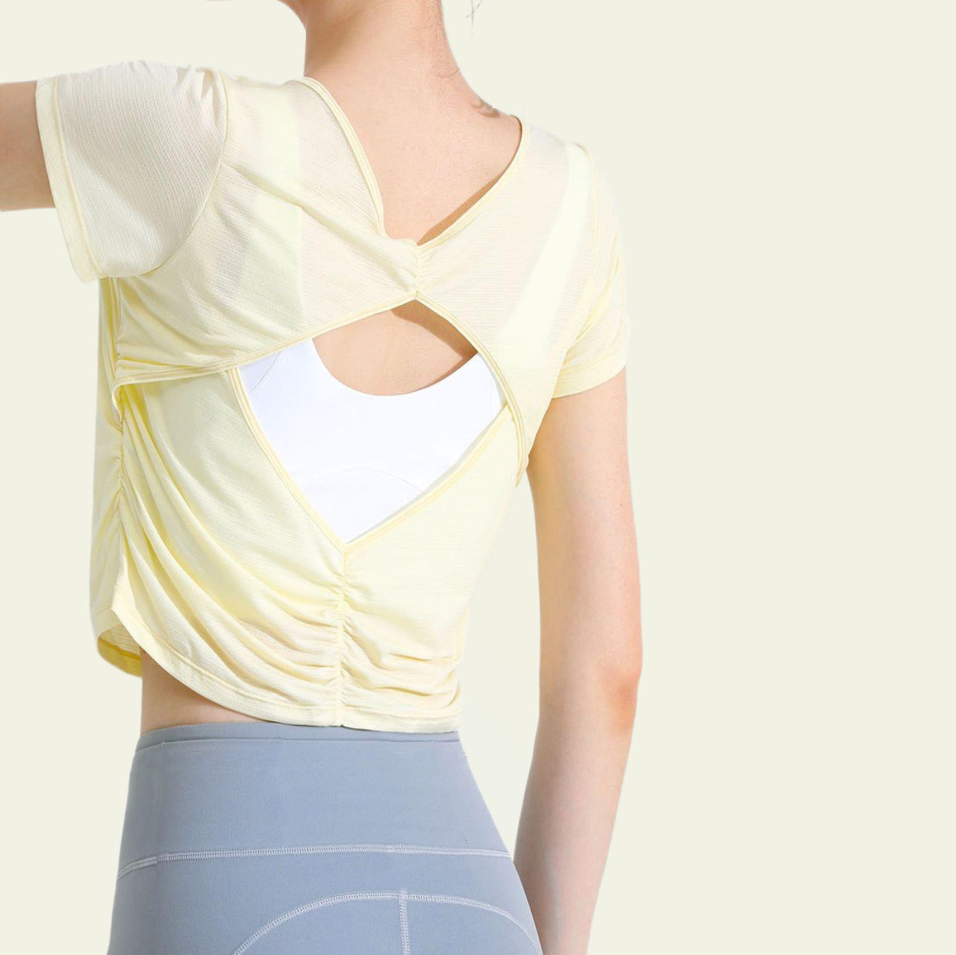 

Женская дышащая прохладная футболка для фитнеса Qiao Yi - Топ с коротким рукавом для йоги и бега Medium