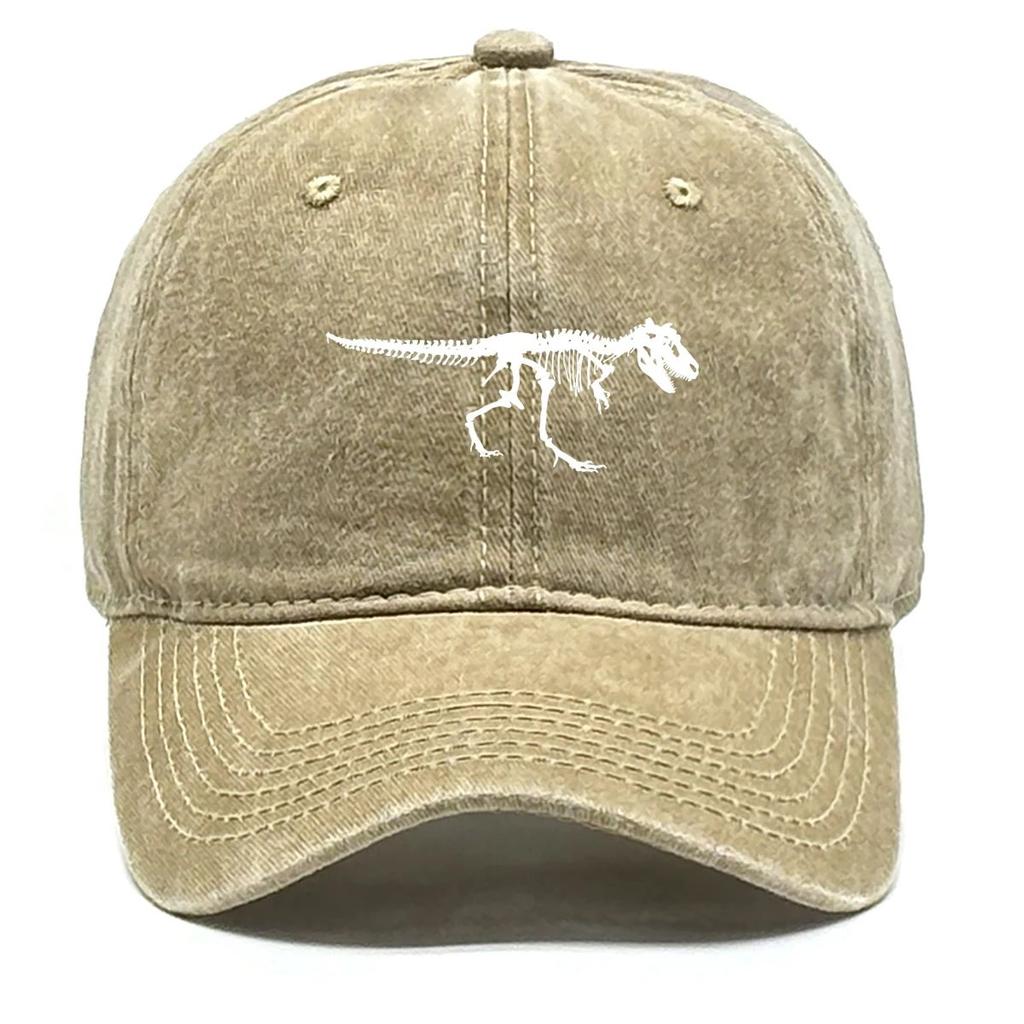 Skeleton Dinosaur Print Baseball Cap Adjustable Snapback Sun Cap Animal Sports Hat Retro Protective Hat for Men Women