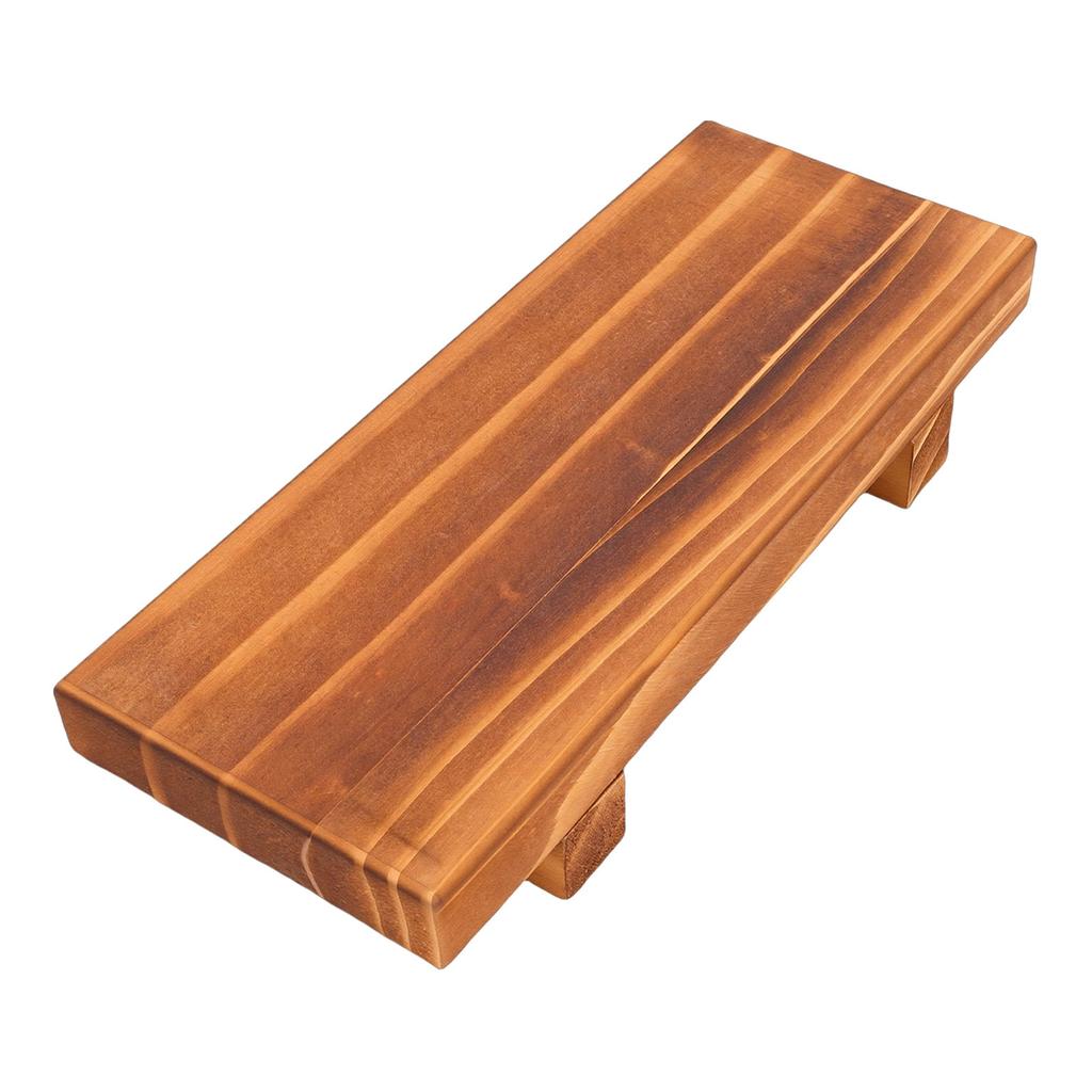 Wooden Riser Multifunctional Small Wood Tray Pedestal Stand for Kitchen Bathroom Countertop Brown Color