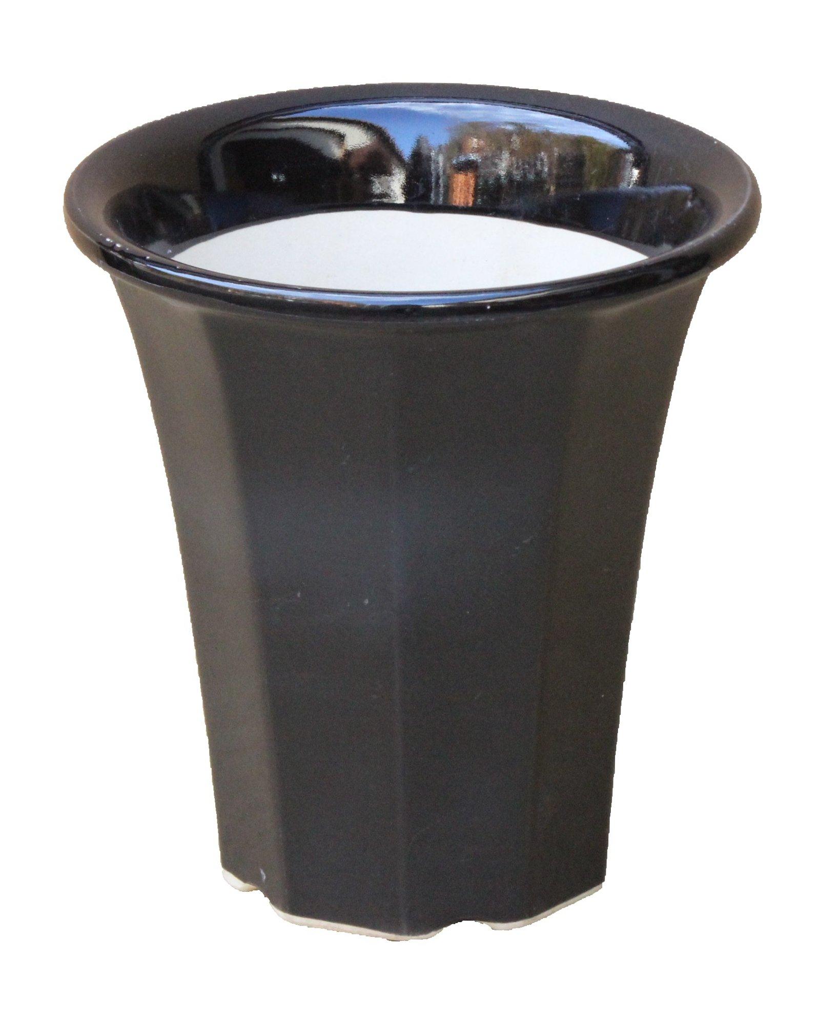 

Tohri 6 Black Decagonal Orchid Pot No. K57-05 белый