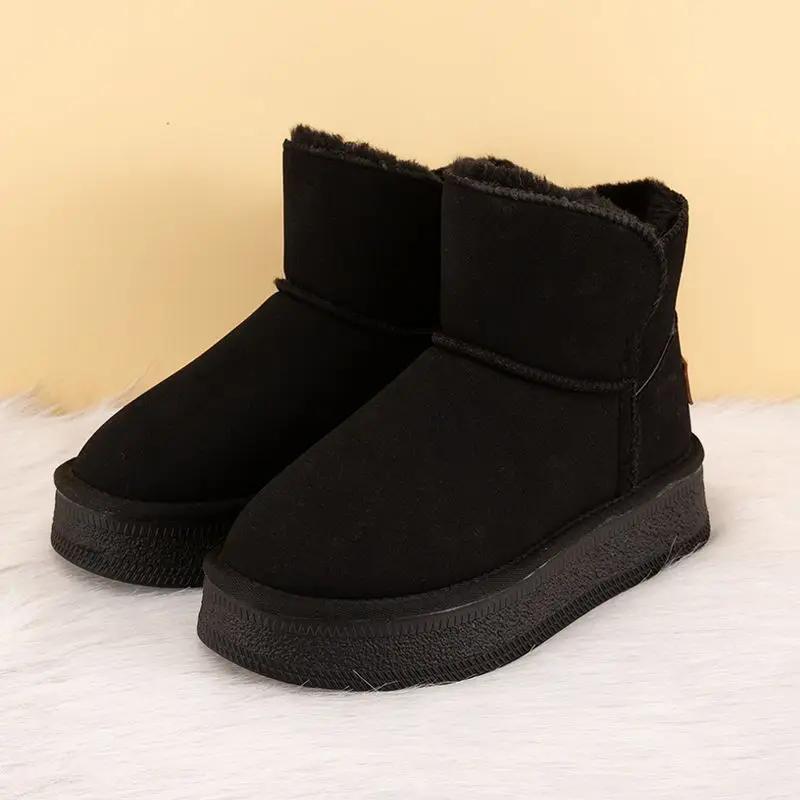 Woman Shoes Padded Snow Boots for Women Elegant With Medium Heels Plus Warm Winter Waterproof Non Slip Comfortable 2024 Novelty