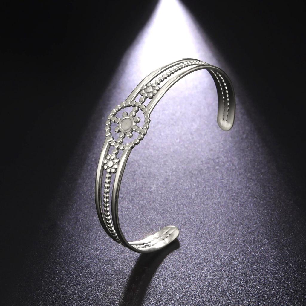 European-American Fashion Star & Moon Stainless Steel Open Bangle