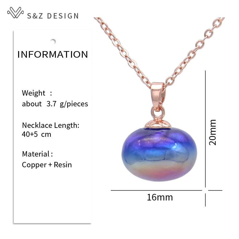 Fashion Colorful Beads Pendant Necklace For Women Wedding Rose Gold Color Collarbone Chain Jewelry Gift