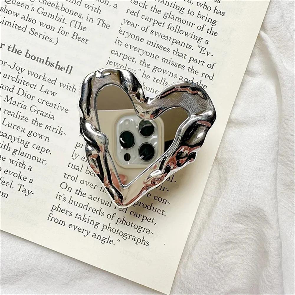 INS Korea Stříbrný držák na prsty s motivem srdce Tok Mirror Luxusní držák na prsty Griptok Mobilní stojan Podpora pro mobilní telefony Příslušenství pro chytré telefony