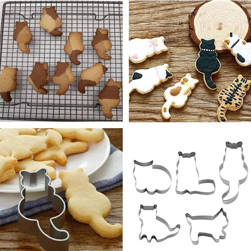 Thanksgiving and Cat-Shaped Cookie Cutter Stainless Steel Biscuit Molds for Baking Pastry Fondant Cake Decoration Kitchen Tools