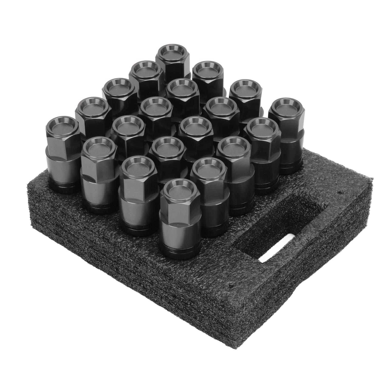 

20pcs Wheel Lug Bolt Nuts with Caps M14x1.25 Cone Seat Steel Aluminum Alloy for Car Titanium серый