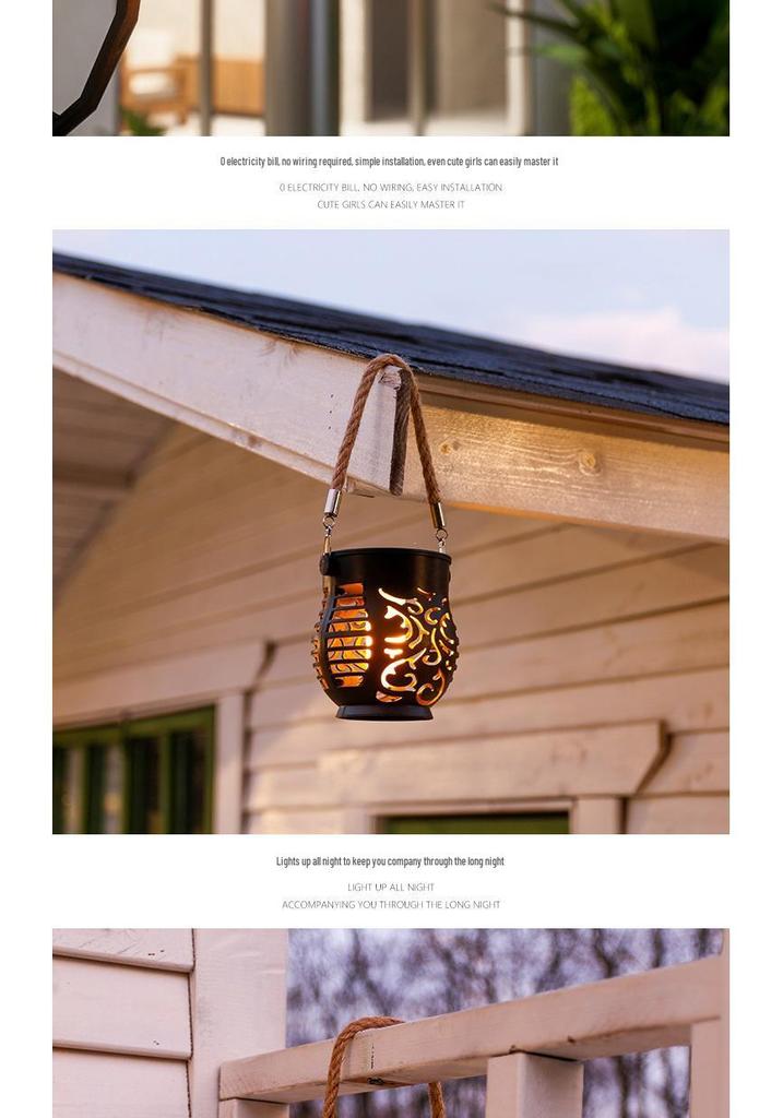 Outdoor Solar Flame Hanging Lamp: Rainproof Balcony, Terrace & Garden Decor