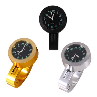 Ceas de ghidon de motocicletă Ceas de ghidon argintiu 7/8"‑1" Ceas de montare pentru ghidon de motocicletă rezistent la apă Ceas Nou