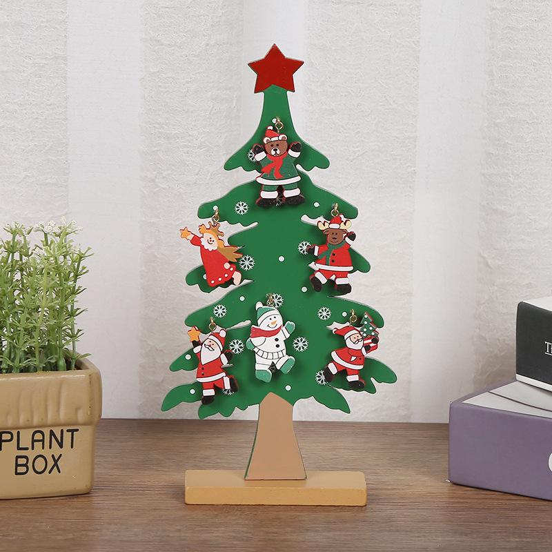 Christmas Tree Children's Handmade DIY Stereo Wooden Christmas Tree Scene Layout Christmas Decorations Ornaments Pendant