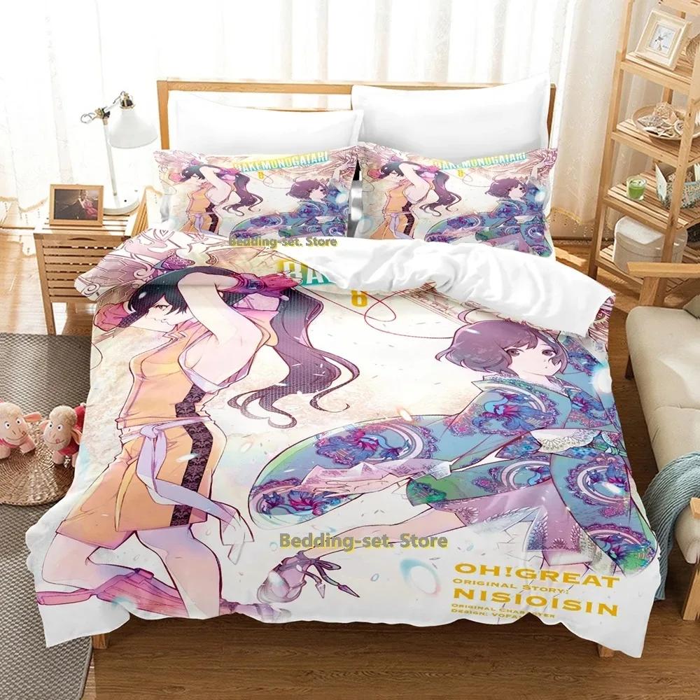 2024 Bakemonogatari Bedding Set Single Twin Full Queen King Size Bed Set Adult Kid Bedroom Duvetcover Sets Anime Bed Sheet Set
